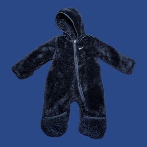 Nike Sherpa Fleece Bunting Snowsuit Hooded Coveralls - Black 3m